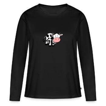Kiri la vache - T-shirt manches longues Premium bio Femme - noir - Devant - Julia (174cm)