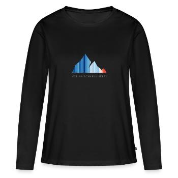 Global warming stripes - gray font - Frauen Premium Bio Langarmshirt - Schwarz - Vorne - Julia (174cm)