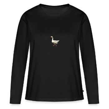 Gans - Frauen Premium Bio Langarmshirt - Schwarz - Vorne - Julia (174cm)