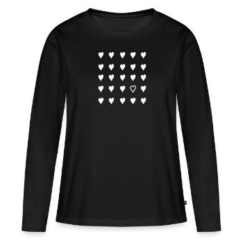 winzige Herzen - Frauen Premium Bio Langarmshirt - Schwarz - Vorne - Julia (174cm)