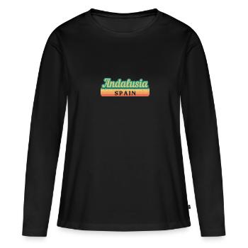 Sevilla Granada Andalusien Spanien Flagge - Frauen Premium Bio Langarmshirt - Schwarz - Vorne - Julia (174cm)