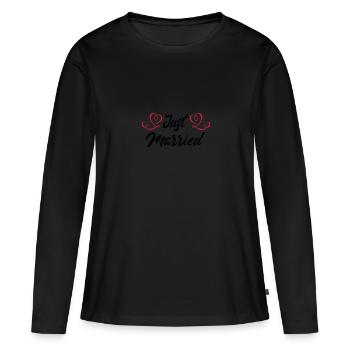 Juste married - T-shirt manches longues Premium bio Femme - noir - Devant - Julia (174cm)