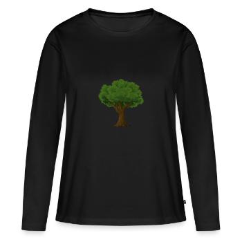 Baum - Frauen Premium Bio Langarmshirt - Schwarz - Vorne - Julia (174cm)