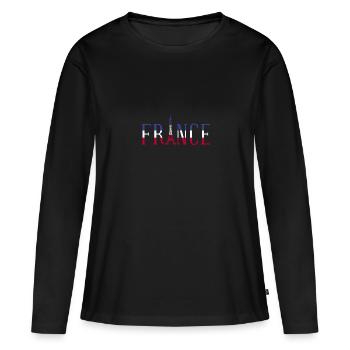 Frankreich - Frauen Premium Bio Langarmshirt - Schwarz - Vorne - Julia (174cm)