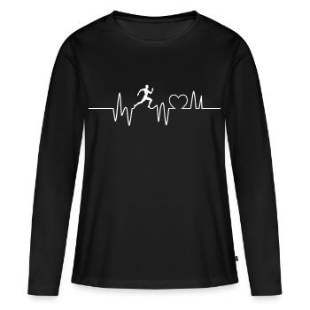 running heartbeat running gift running - Women's Premium Organic Long Sleeve Shirt - black - Front - Julia (174cm)