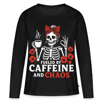 Mère Caféine Maman Squelette Café - T-shirt manches longues Premium bio Femme - noir - Devant - Julia (174cm)