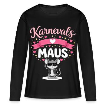 Karnevalsmaus Köln Damen Pink Alaaf Fasching - Frauen Premium Bio Langarmshirt - Schwarz - Vorne - Julia (174cm)