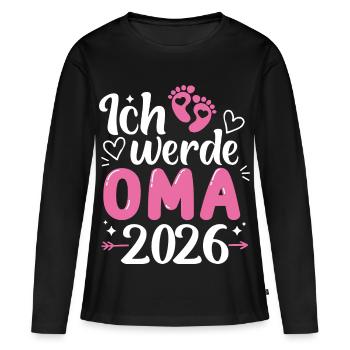 Oma 2026 - Frauen Premium Bio Langarmshirt - Schwarz - Vorne - Julia (174cm)