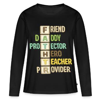 Fête des pères - T-shirt manches longues Premium bio Femme - noir - Devant - Julia (174cm)