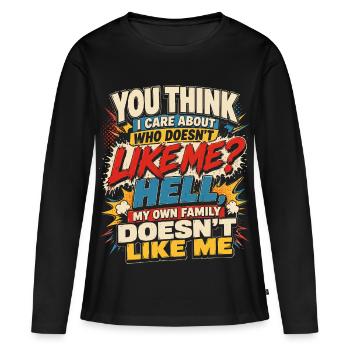Humour Noir Famille Citation Sarcasme BD Comic - T-shirt manches longues Premium bio Femme - noir - Devant - Julia (174cm)