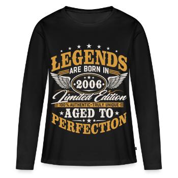 2006 Jahrgang geboren Geburtstag Geschenk Retro - Frauen Premium Bio Langarmshirt - Schwarz - Vorne - Julia (174cm)