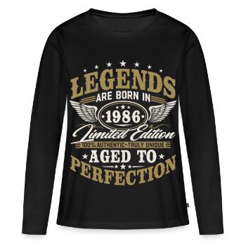 1986 Jahrgang geboren Geburtstag Vintage Geschenk - Frauen Premium Bio Langarmshirt - Schwarz - Vorne - Julia (174cm)