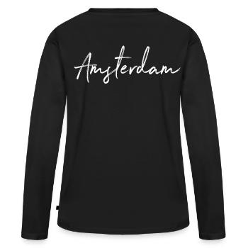 Amsterdam - T-shirt manches longues Premium bio Femme - noir - Dos - Julia (174cm)