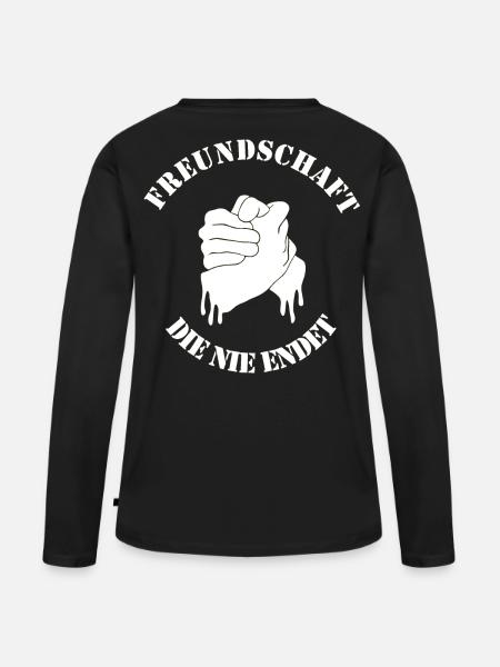 Freundschaftslogo Hand in Hand - Frauen Premium Bio Langarmshirt - Schwarz