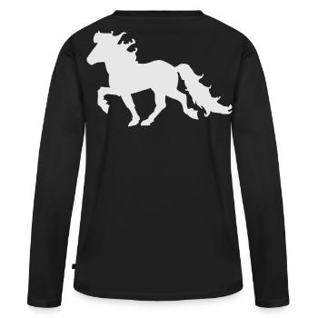 Edles Islandpferd im Tölt - Frauen Premium Bio Langarmshirt - Schwarz - Hinten - Julia (174cm)