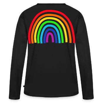 Regenbogen bunt - Frauen Premium Bio Langarmshirt - Schwarz - Hinten - Julia (174cm)