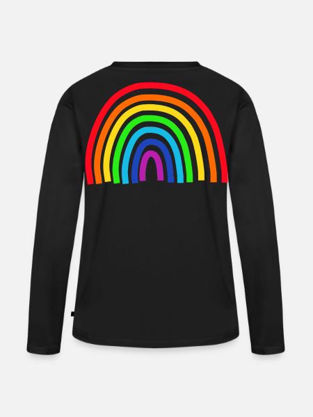 Regenbogen bunt - Frauen Premium Bio Langarmshirt - Schwarz