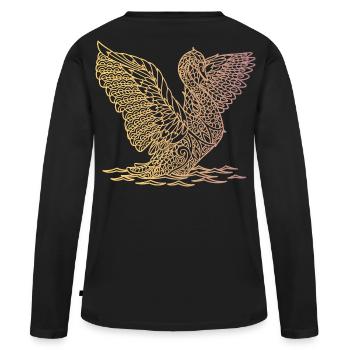 Cygne de débarquement - T-shirt manches longues Premium bio Femme - noir - Dos - Julia (174cm)