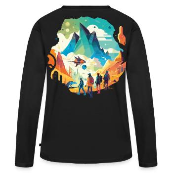 Voyage au centre de la Terre - T-shirt manches longues Premium bio Femme - noir - Dos - Julia (174cm)