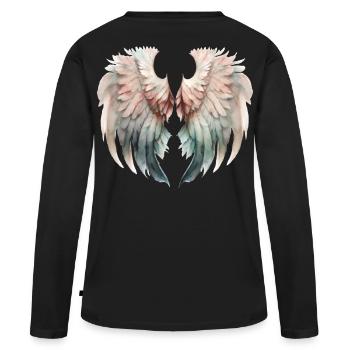 Ailes Pastel Envolée Douce - T-shirt manches longues Premium bio Femme - noir - Dos - Julia (174cm)