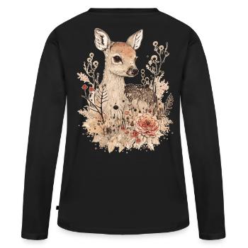 Fauve fauve - T-shirt manches longues Premium bio Femme - noir - Dos - Julia (174cm)