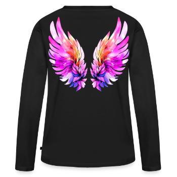 Leuchtend rosa Engelsflügel - Women's Premium Organic Long Sleeve Shirt - black - Back - Julia (174cm)