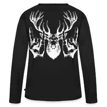tête en métal fourche signe Cool - T-shirt manches longues Premium bio Femme - noir - Dos - Julia (174cm)