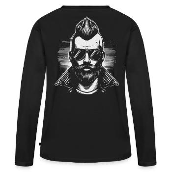 Punk-Rocker mit Sonnenbrille - Frauen Premium Bio Langarmshirt - Schwarz - Hinten - Julia (174cm)