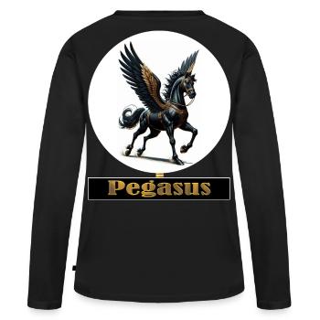 Pégase aux ailes noires - T-shirt manches longues Premium bio Femme - noir - Dos - Julia (174cm)