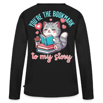 Tu es le marque-page de mon histoire - T-shirt manches longues Premium bio Femme - noir - Dos - Julia (174cm)