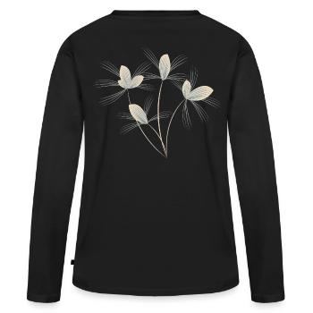 Bouquet de fleurs - T-shirt manches longues Premium bio Femme - noir - Dos - Julia (174cm)