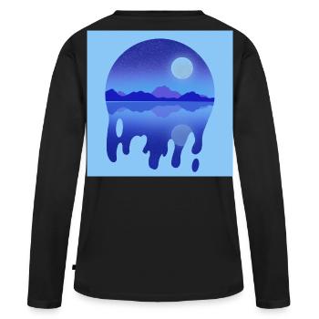  nocturne lacustre - T-shirt manches longues Premium bio Femme - noir - Dos - Julia (174cm)