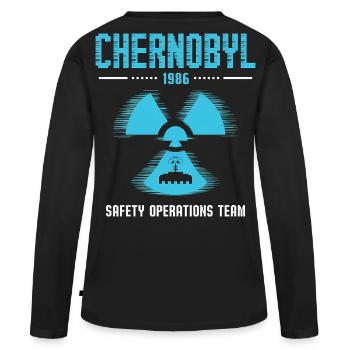 Équipe d’opérations de sécurité de Tchernobyl - Tchernobyl drôle - T-shirt manches longues Premium bio Femme - noir - Dos - Julia (174cm)
