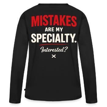 Les erreurs sont ma spécialité – dire le flirt - T-shirt manches longues Premium bio Femme - noir - Dos - Julia (174cm)