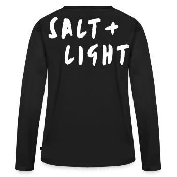 Sel + lumière - T-shirt manches longues Premium bio Femme - noir - Dos - Julia (174cm)