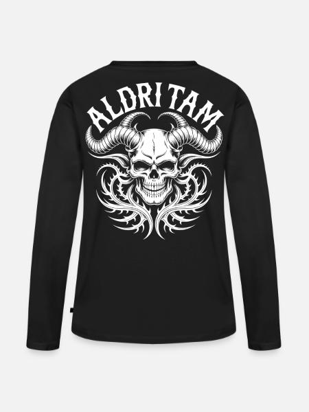 Gehörnter Schädel Inferno - Frauen Premium Bio Langarmshirt - Schwarz