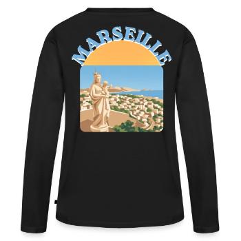 disine_marseille - T-shirt manches longues Premium bio Femme - noir - Dos - Julia (174cm)