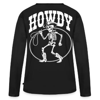 Howdy Skeleton Cowboy Lineart - T-shirt manches longues Premium bio Femme - noir - Dos - Julia (174cm)