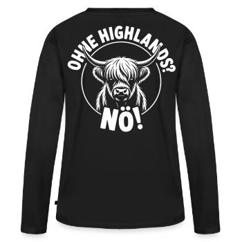 Pas sans les Highlands - T-shirt manches longues Premium bio Femme - noir - Dos - Julia (174cm)
