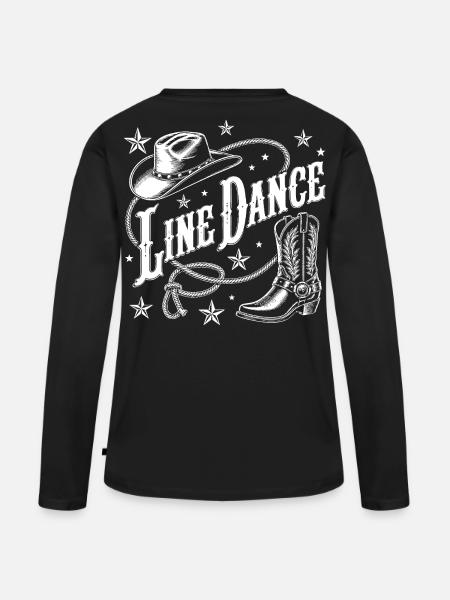 Line Dance Cowboy Flair - Frauen Premium Bio Langarmshirt - Schwarz