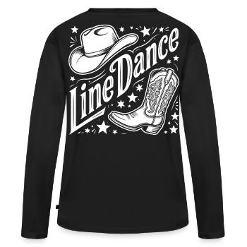 Line Dance Western Logo - Women's Premium Organic Long Sleeve Shirt - black - Back - Julia (174cm)