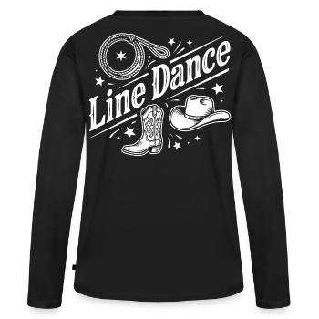 Line Dance Western Motif - Women's Premium Organic Long Sleeve Shirt - black - Back - Julia (174cm)