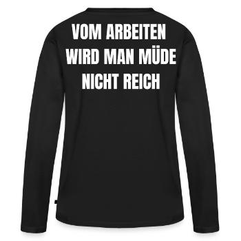 Tu te lasses de travailler | Chemise de travail - T-shirt manches longues Premium bio Femme - noir - Dos - Julia (174cm)