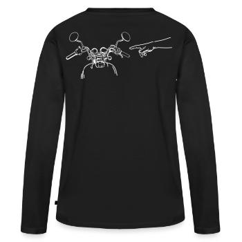 Motorcycle Handlebar Index Finger God - Women's Premium Organic Long Sleeve Shirt - black - Back - Julia (174cm)