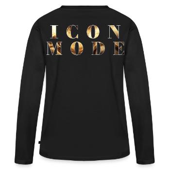 ICON MODE in a luxurious gold-marble look - Women's Premium Organic Long Sleeve Shirt - black - Back - Julia (174cm)