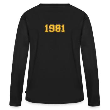 1981 - T-shirt manches longues Premium bio Femme - noir - Dos - Julia (174cm)