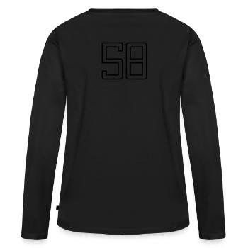 Number 58 (University Style) - Women's Premium Organic Long Sleeve Shirt - black - Back - Julia (174cm)