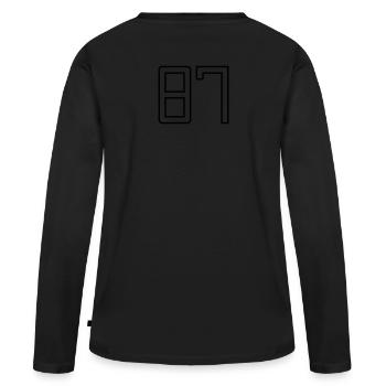 Numéro 87 (Style Université) - T-shirt manches longues Premium bio Femme - noir - Dos - Julia (174cm)