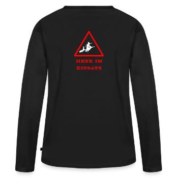Hexe im Einsatz - Frauen Premium Bio Langarmshirt - Schwarz - Hinten - Julia (174cm)