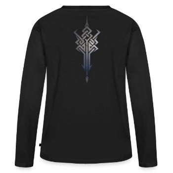 Nœud celtique Signe de symbole de croix viking - T-shirt manches longues Premium bio Femme - noir - Dos - Julia (174cm)